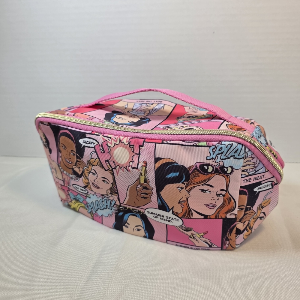 Estee Lauder Comic Print Pink Makeup Women's Bag
